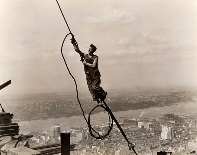 Empire State Building construction, 1930. Photo provided by the New York Public Library (Public Domain)